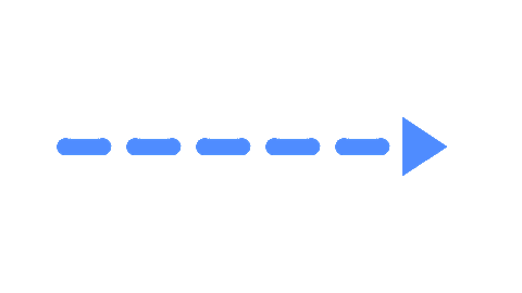 直線の流れる矢印GIF(青・破線)